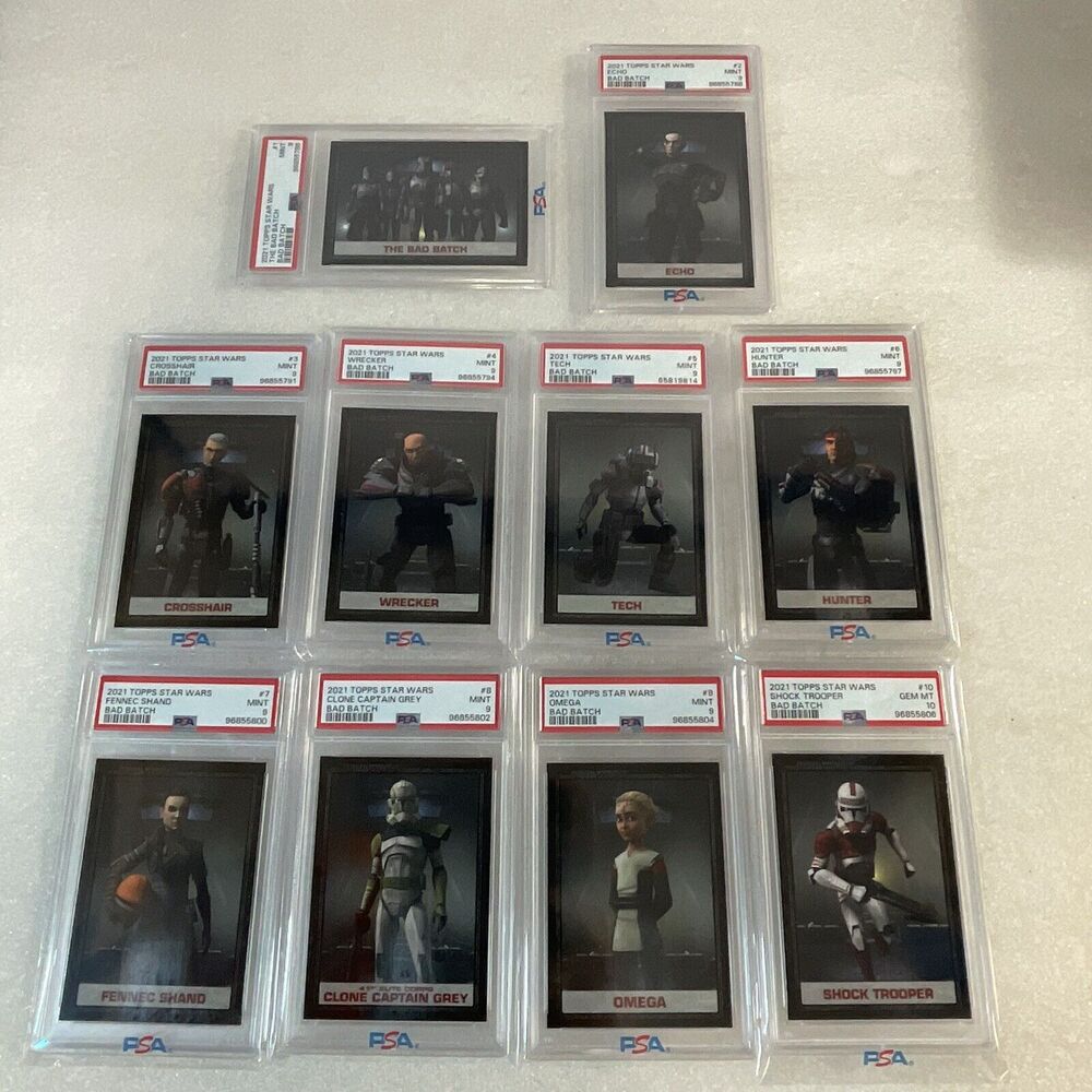 Star Wars The Bad Batch 2021 Topps Perfect PSA 9 Ten Card Set GnuTradingCards